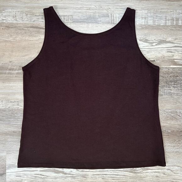 Eileen Fisher Tank Top Brown Organic Cotton Stretch Minimalist USA L - Picture 4 of 5